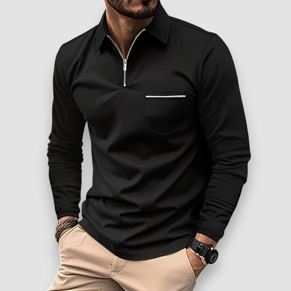 ElaraEdge™ Long Sleeve Polo — Sleek Comfort, Effortless Style