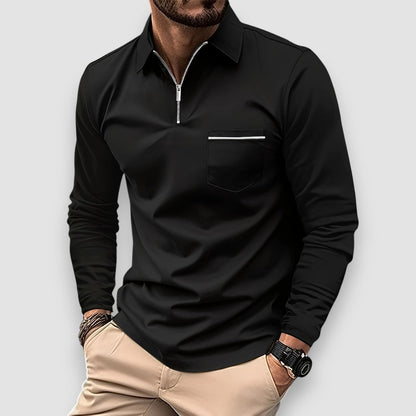 ElaraEdge™ Long Sleeve Polo — Sleek Comfort, Effortless Style