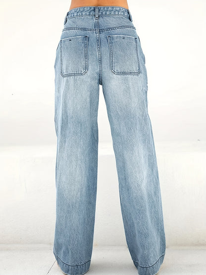 Women's Relaxed Wide-Leg Denim Jeans – High-Rise, Ultra-Soft Casual Denim