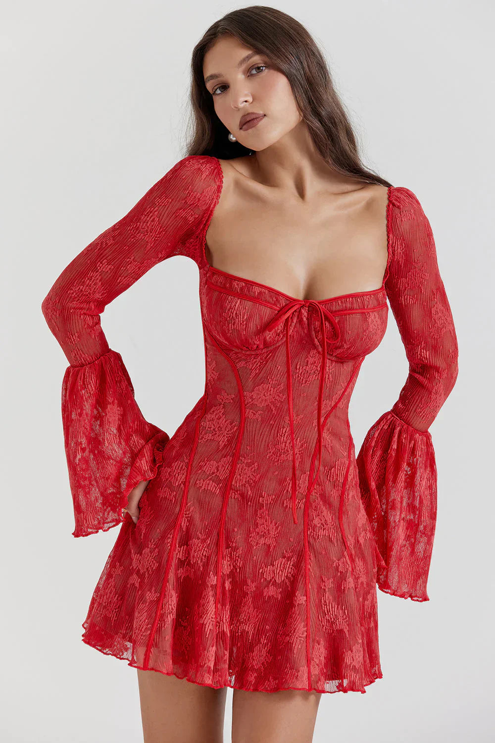 AlessinaSilk™ Lace Dress — Sculpted Elegance in Soft Lace