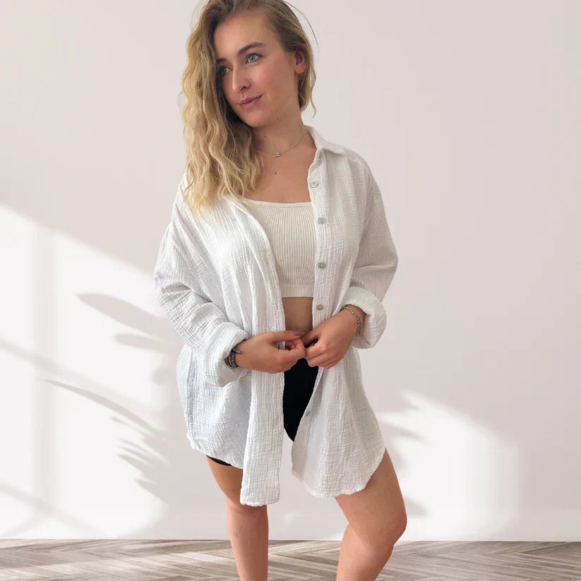 LioraEase™ Oversized Shirt — Soft Cotton, Effortless Fit