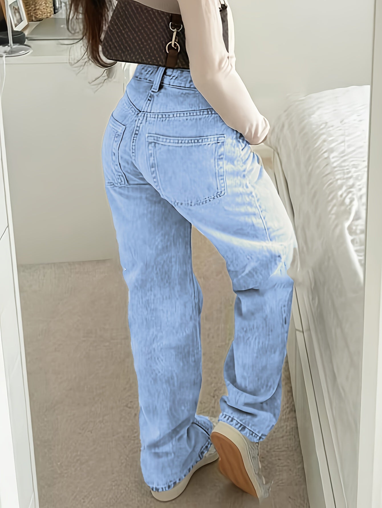 Space Gray High-Waisted Denim – Vintage Boot Cut Jeans for Casual Style