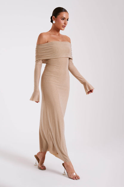 CelestaLuxe™ — Radiant Off-Shoulder Elegance