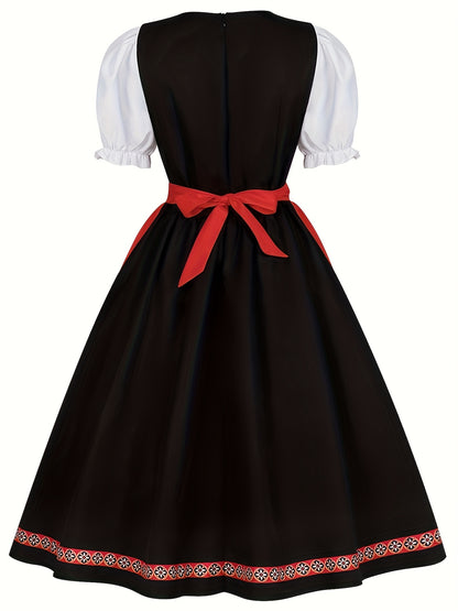 FestiLace Dirndl Dress – Traditional Alpine Folk Dress with Floral Embroidery