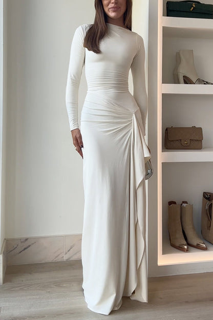LioraVee™ Draped Maxi Dress — Elegance with a Flattering Slit
