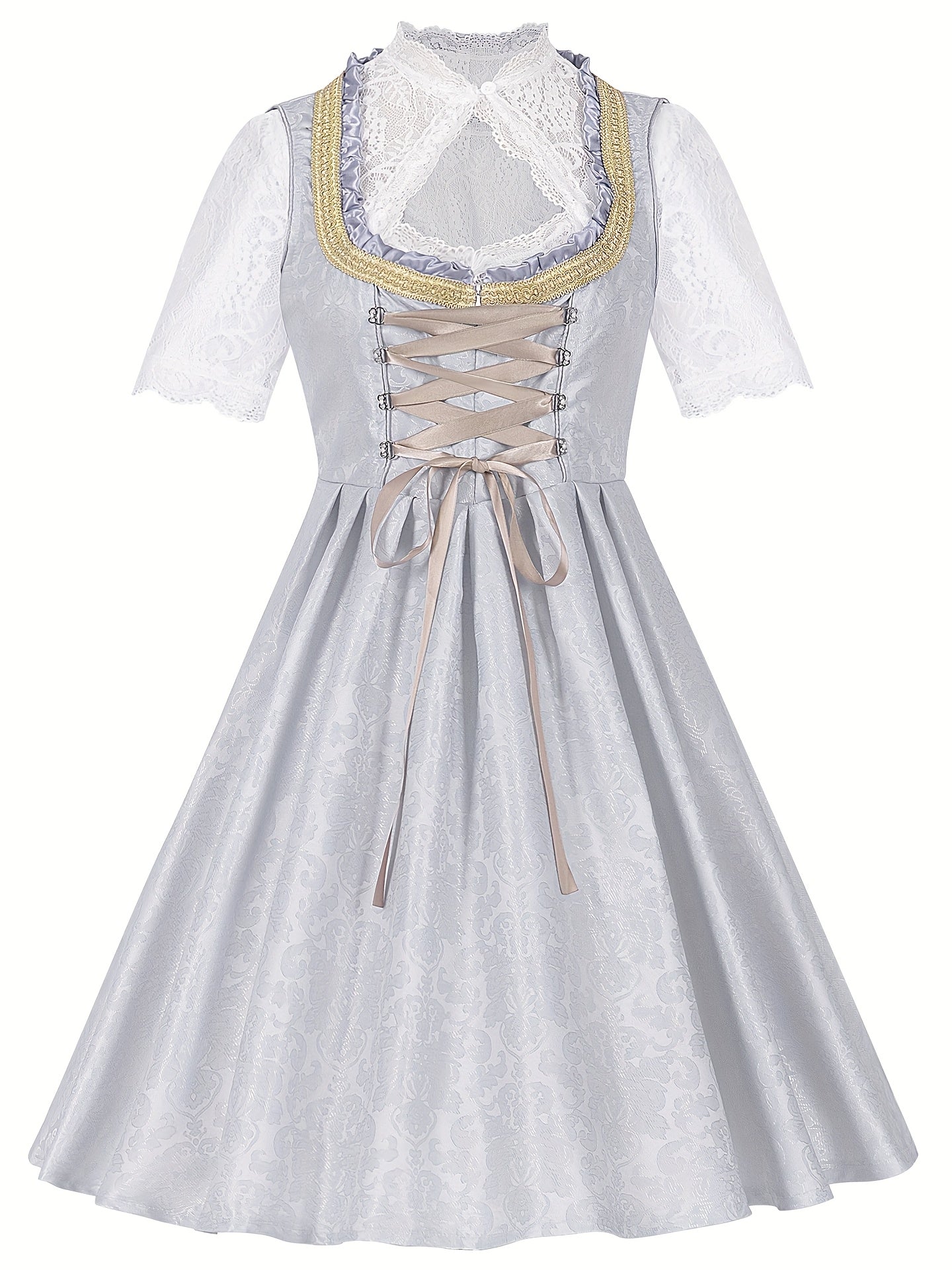 RoseVale – Romantic Alpine Dirndl Dress with Floral Lace and Satin Sash