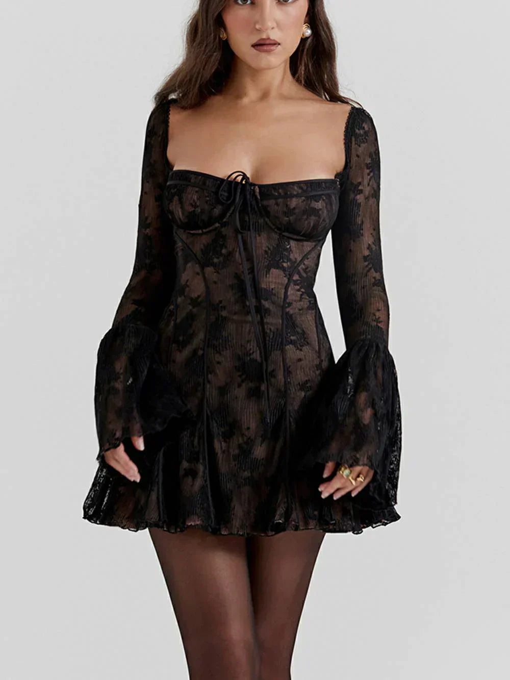 AlessinaSilk™ Lace Dress — Sculpted Elegance in Soft Lace