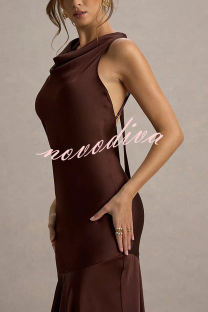 Satin Halter Dress™ — Draped Elegance, Tailored Comfort