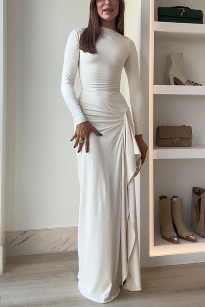 LioraVee™ Draped Maxi Dress — Elegance with a Flattering Slit