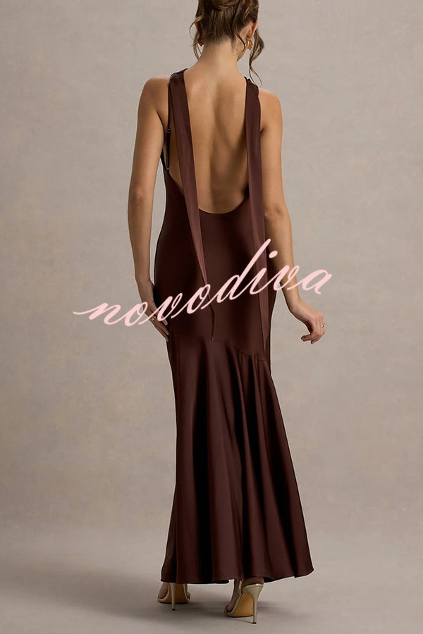 Satin Halter Dress™ — Draped Elegance, Tailored Comfort