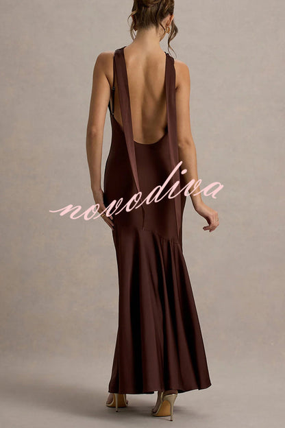 Satin Halter Dress™ — Draped Elegance, Tailored Comfort