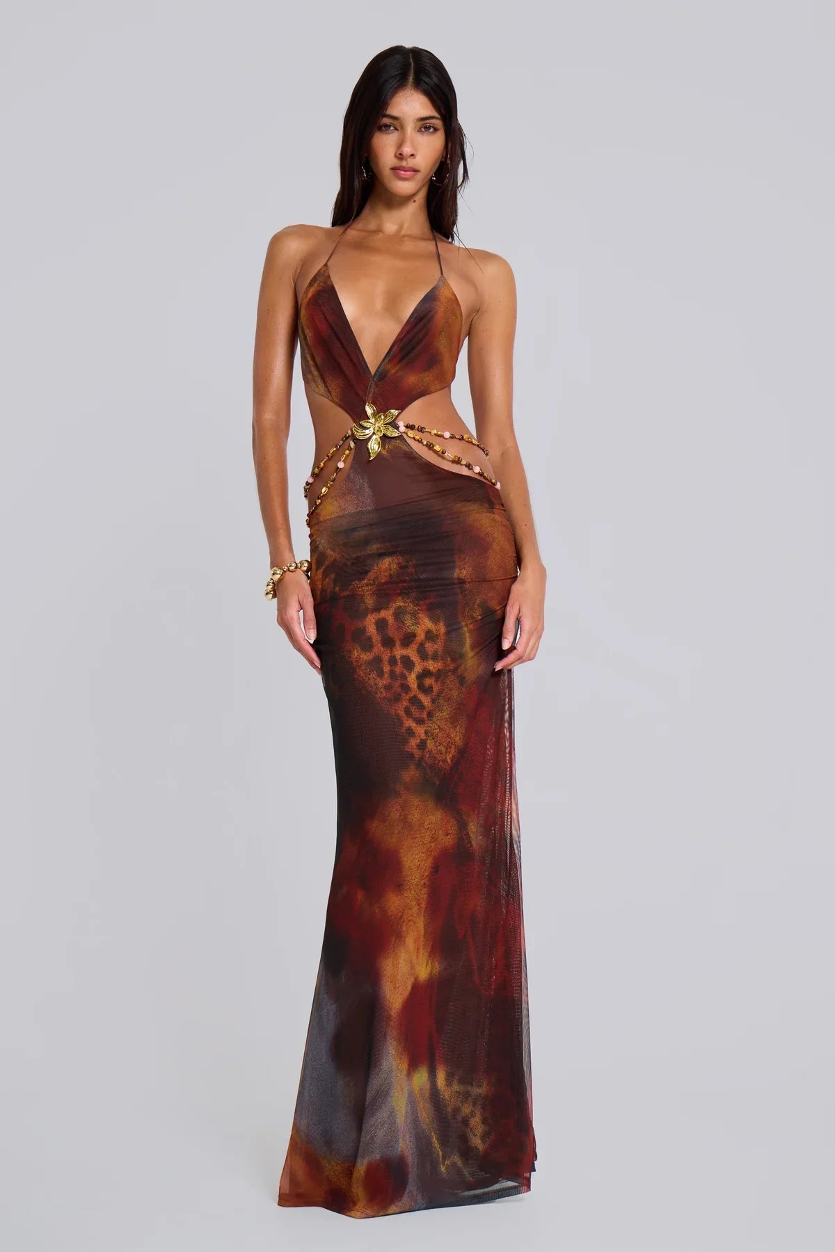 Animal-Print Mesh Dress™ — Sculpted Curves, Gleaming Luxe