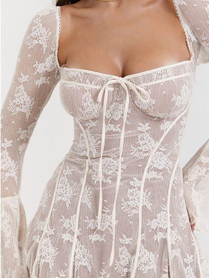 AlessinaSilk™ Lace Dress — Sculpted Elegance in Soft Lace