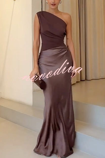 Luxe Satin One-Shoulder Dress™ — Graceful Draping, Striking Silhouette