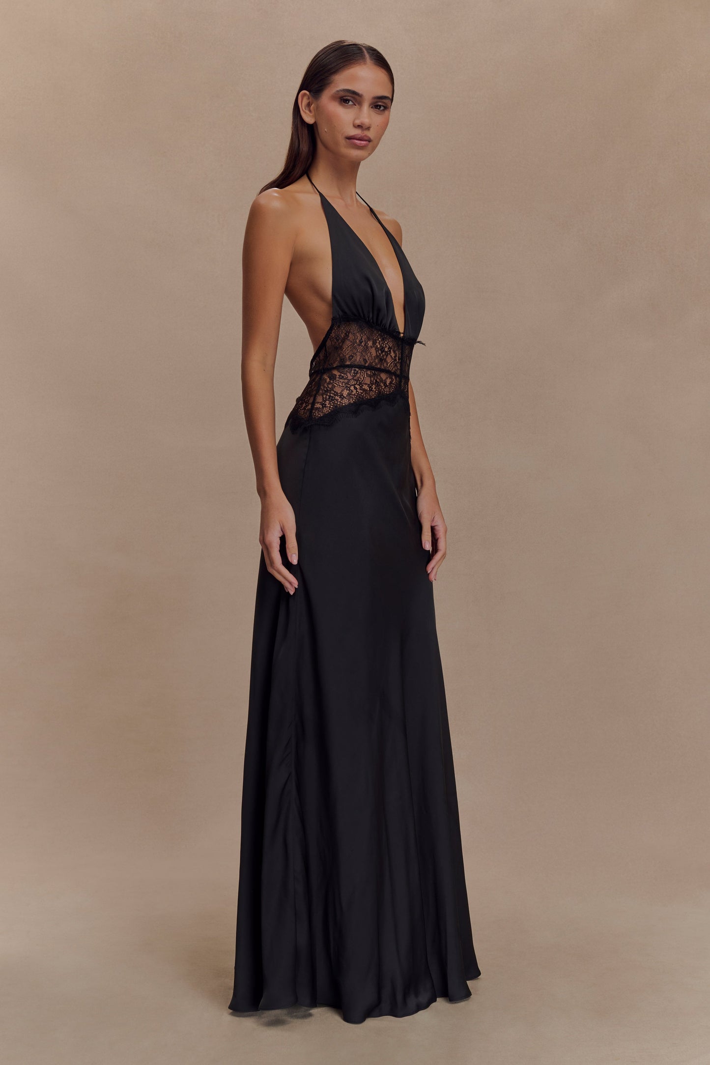 SerennaLuxe™ Satin Lace Dress — Sculpted Elegance, Effortless Grace