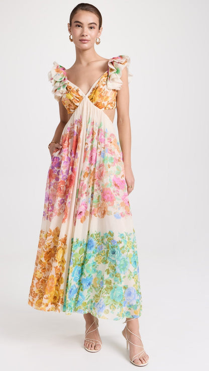 SeleneAura™ Ruffle Midi Dress — Light, Flowy Elegance for Summer