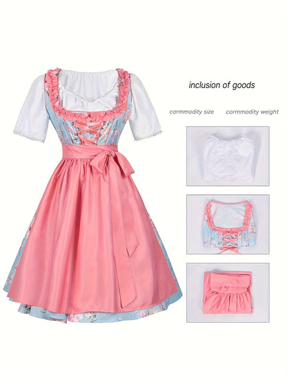 PastelBloom Dress – Knee-Length Floral Slip Dress with Corset Bodice