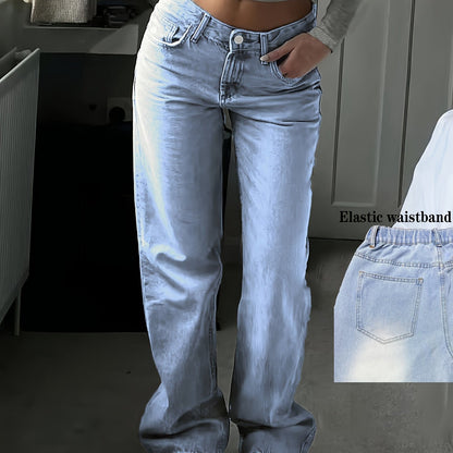 Space Gray High-Waisted Denim – Vintage Boot Cut Jeans for Casual Style