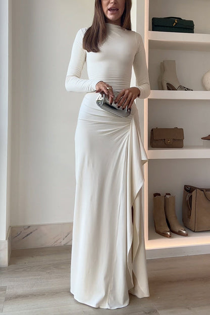 LioraVee™ Draped Maxi Dress — Elegance with a Flattering Slit