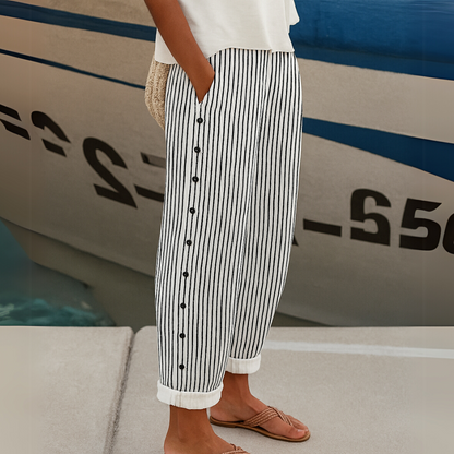 ElaraEase™ Striped Pants — Sleek Comfort with Effortless Style