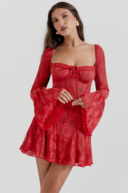 AlessinaSilk™ Lace Dress — Sculpted Elegance in Soft Lace