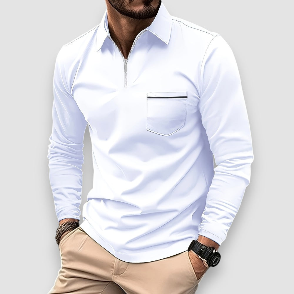 ElaraEdge™ Long Sleeve Polo — Sleek Comfort, Effortless Style