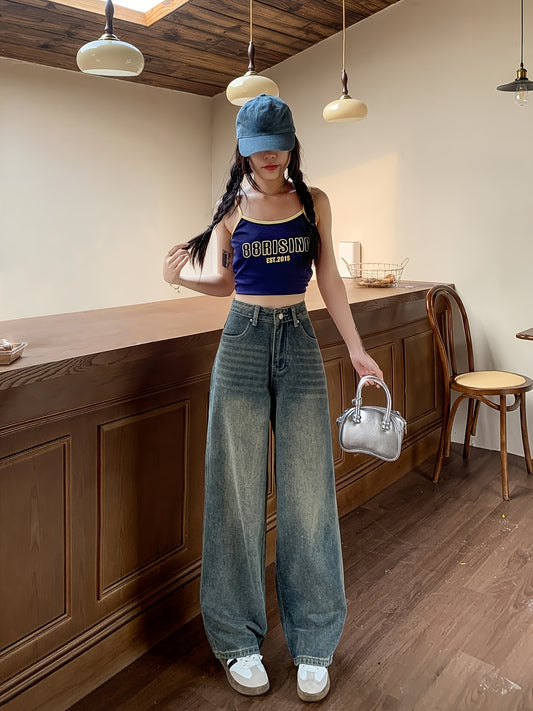 RetroVale Wide-Leg Jeans – High-Waisted Vintage Denim with Boot Cut Fit