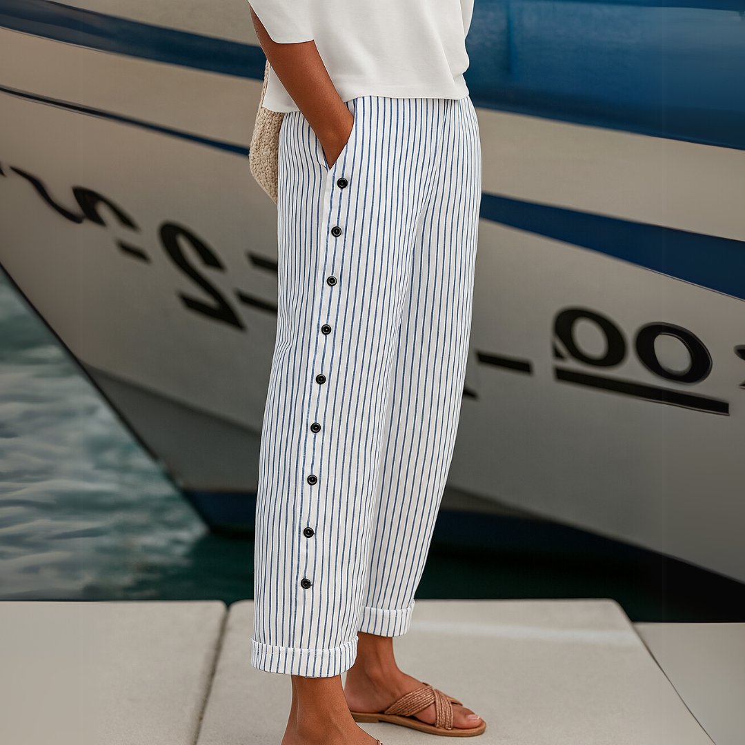 ElaraEase™ Striped Pants — Sleek Comfort with Effortless Style