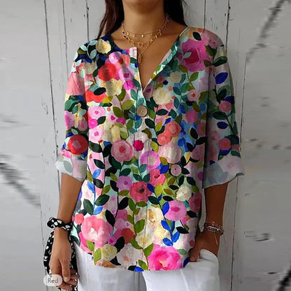 LioraLuxe™ Floral Print Blouse — Breathable Floral Elegance