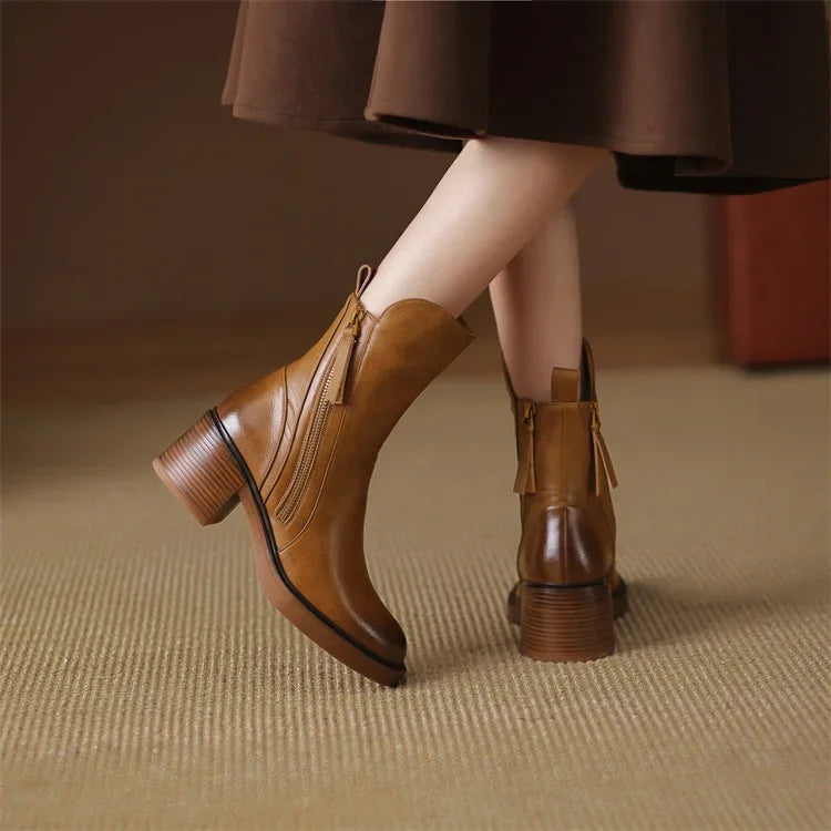 LioraStep™ Leather Ankle Boots — Polished Comfort, Everyday Confidence