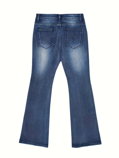 Low-Rise Wide Leg Jeans – Stylish Bootcut Denim with Stacked Hem