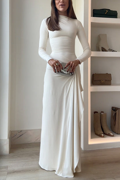 LioraVee™ Draped Maxi Dress — Elegance with a Flattering Slit