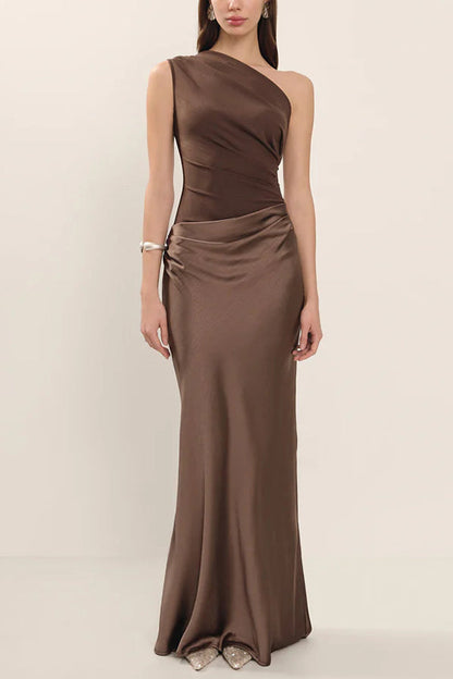Luxe Satin One-Shoulder Dress™ — Graceful Draping, Striking Silhouette
