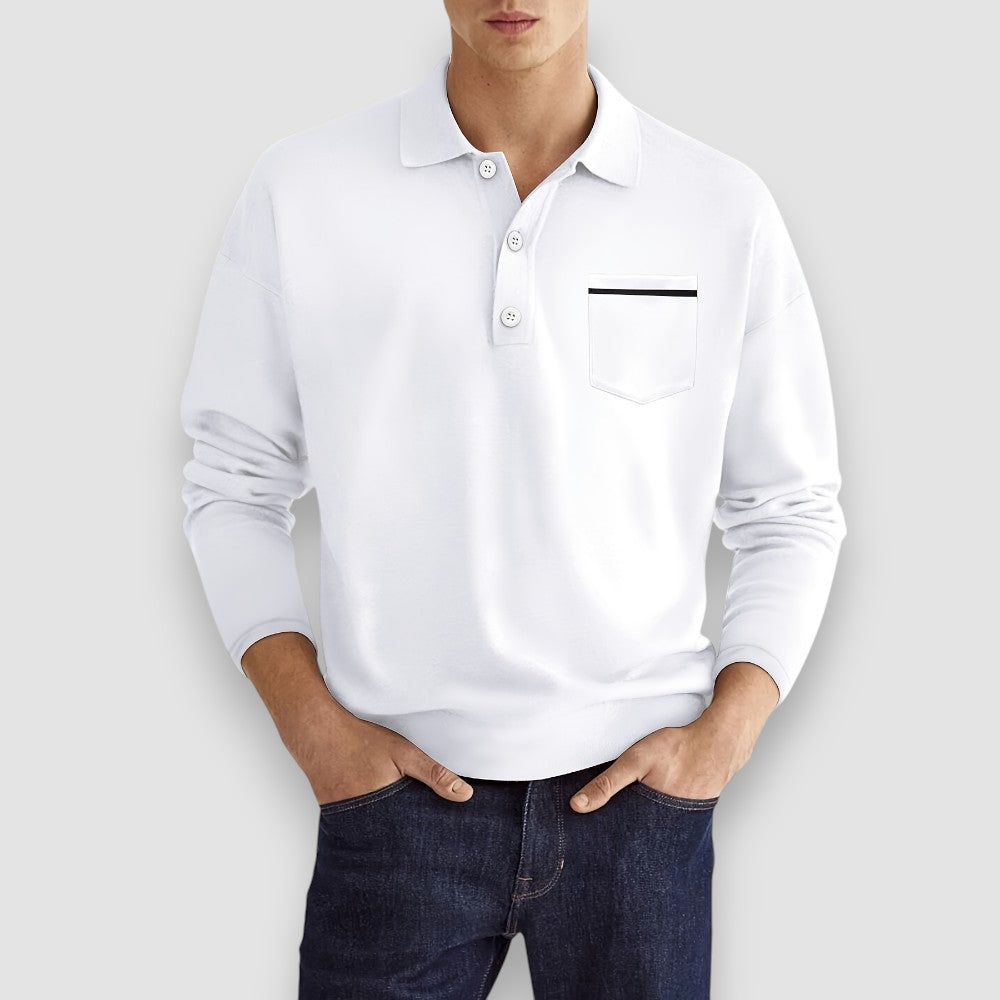 MarenStretch™ Long Sleeve Polo — Sleek Comfort, Effortless Style