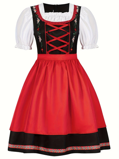 FestiLace Dirndl Dress – Traditional Alpine Folk Dress with Floral Embroidery