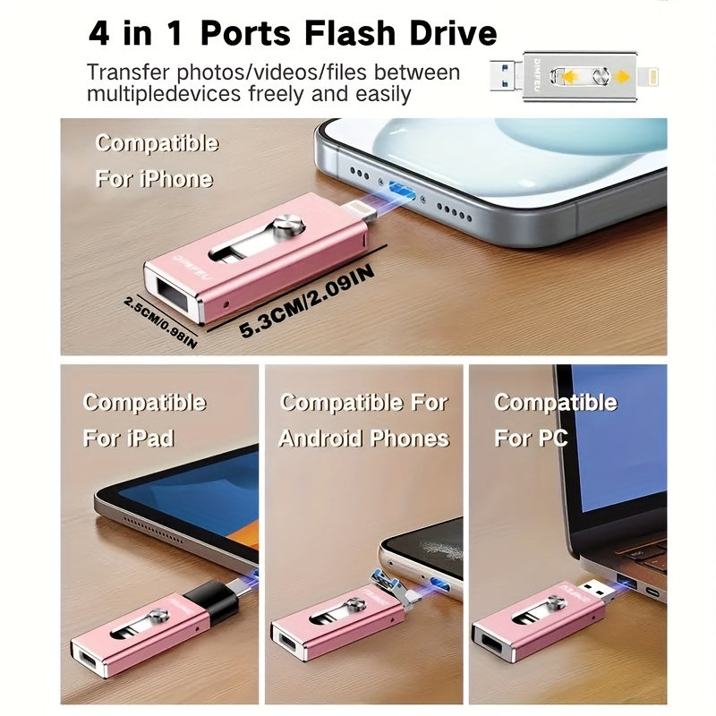 256GB Flash Drive Intended for iPhone, 128GB 64GB 32GB Memory Stick Storage Files Photos Videos Backup, Compatible with iPhone iPad Android PC, Plug and Play, Data Backup, Photo Storage, Sleek Memory Stick, Portable Drive, Efficient Performance, Sturdy Co