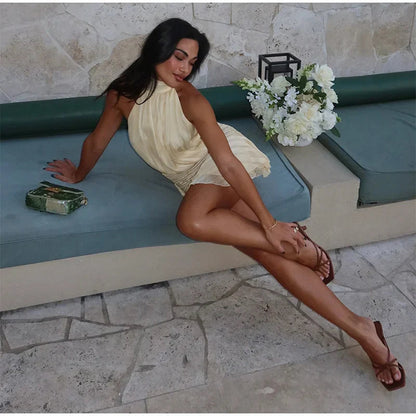 Sleek Lace Halter Dress™ — Sculpted Grace, Effortless Elegance