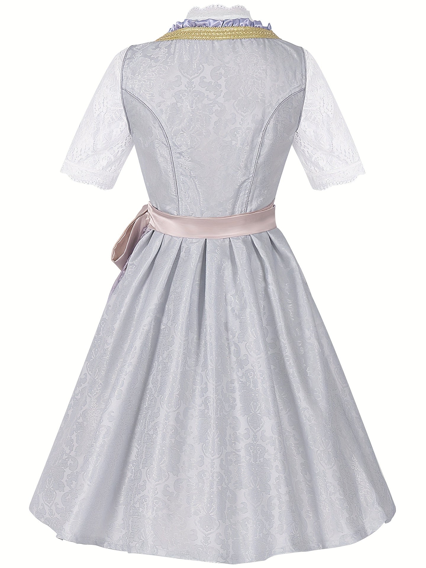 RoseVale – Romantic Alpine Dirndl Dress with Floral Lace and Satin Sash