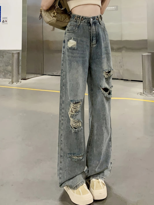 UrbanRift Jeans – Relaxed Straight-Leg Distressed Denim for Casual Comfort