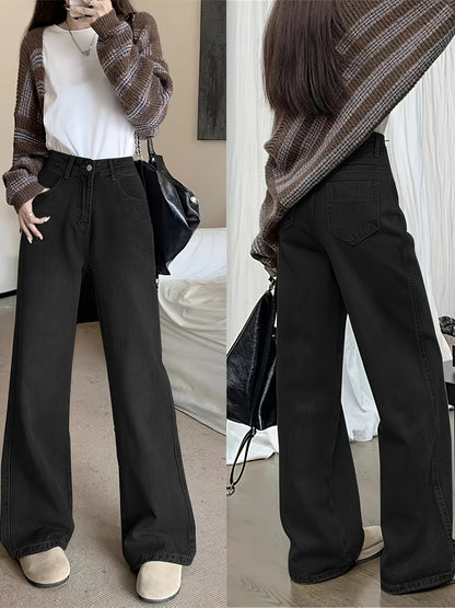 RetroLoom Vintage Denim Pants – Distressed Wide-Leg High-Waisted Jeans with Soft Comfort