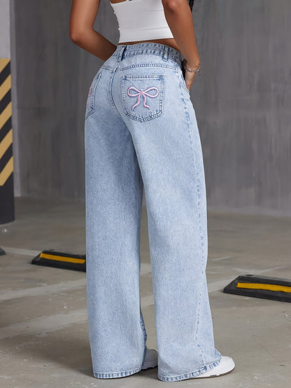 Retro High-Waisted Wide-Leg Denim – Light Wash Vintage Style Jeans