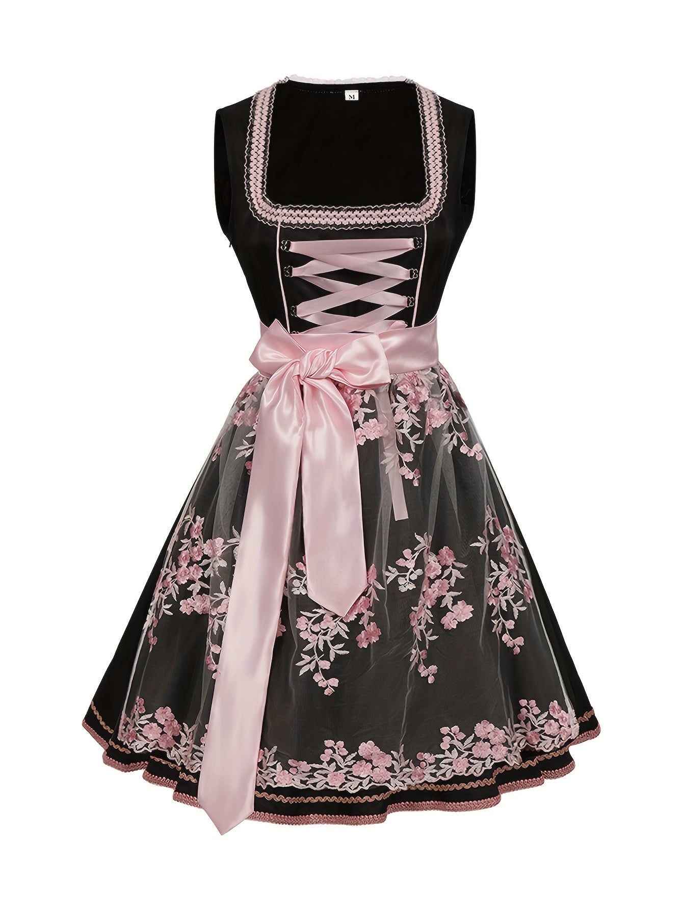 RosaMira Dirndl Dress – Floral Embroidered Oktoberfest Dress with Lace Trim