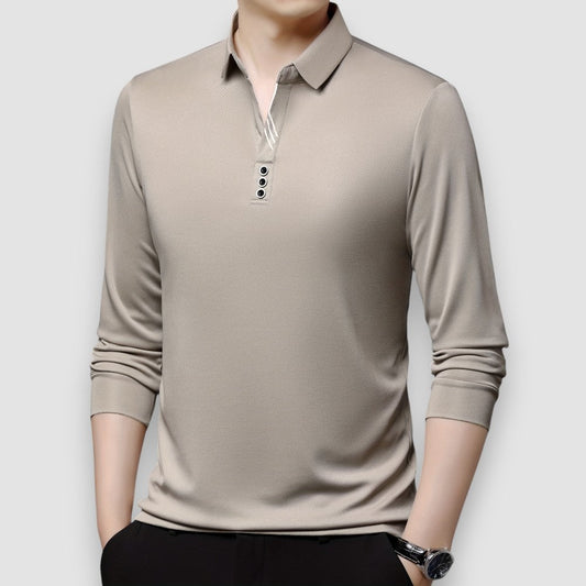 Meridian Long Sleeve Polo™ — Tailored Softness for Sharp Style