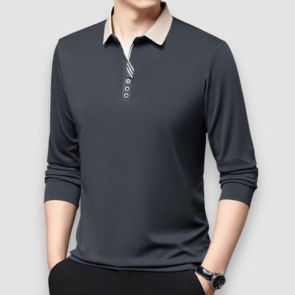 Meridian Long Sleeve Polo™ — Tailored Softness for Sharp Style
