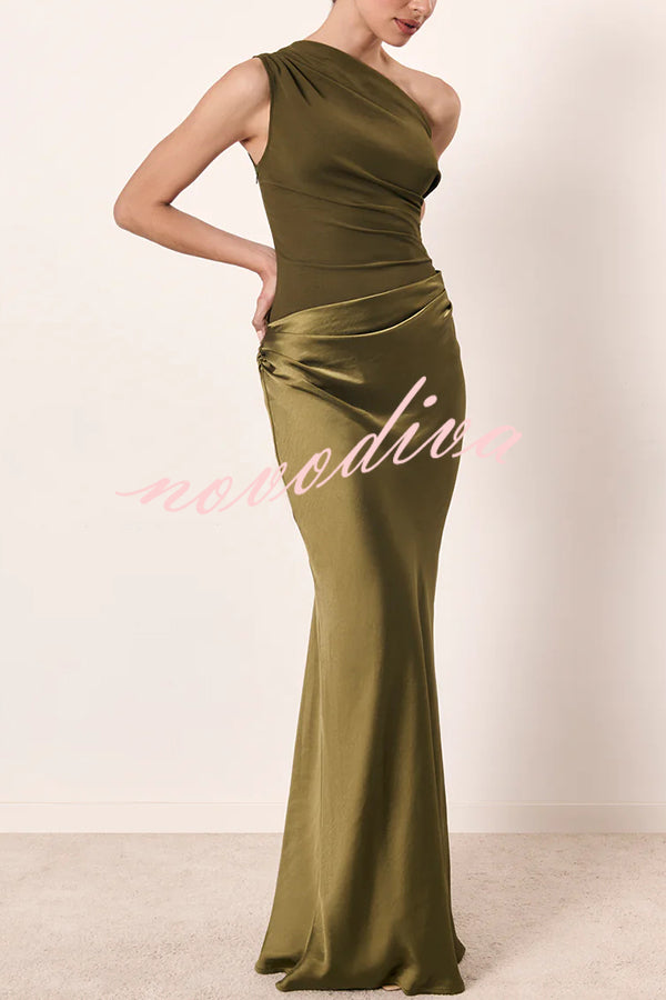 Luxe Satin One-Shoulder Dress™ — Graceful Draping, Striking Silhouette