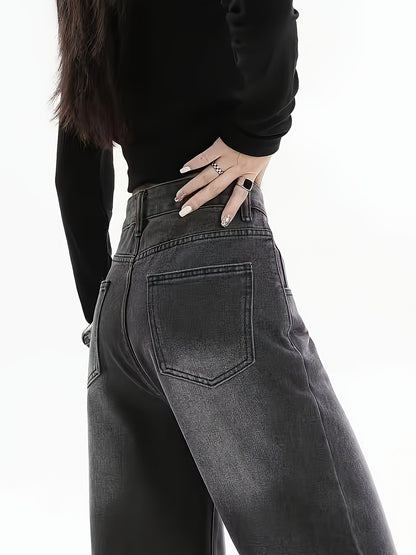 RetroFlex Wide-Leg Black Jeans – High-Rise Vintage Denim for All-Day Comfort