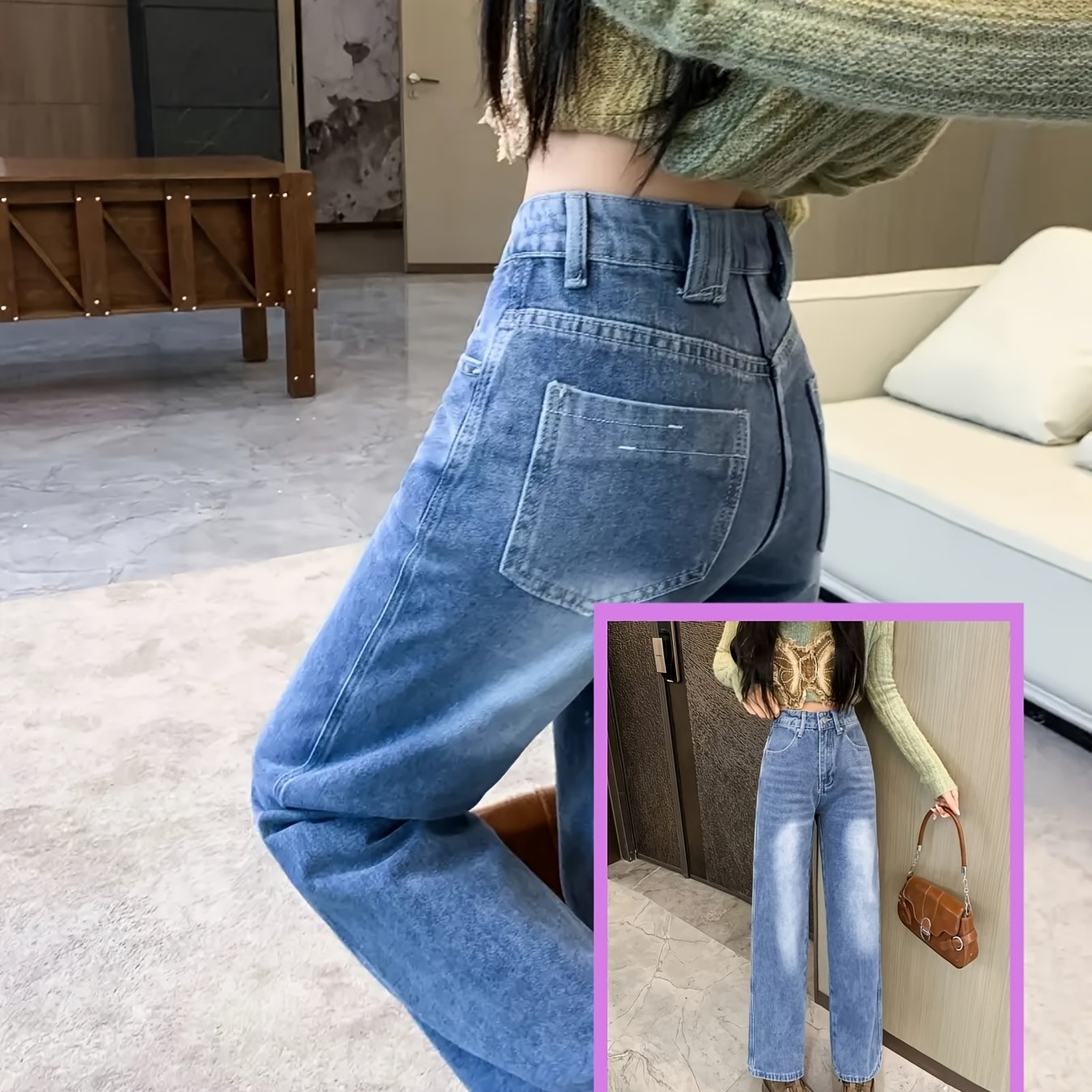 RetroVale Wide-Leg Jeans – High-Waisted Vintage Denim with Boot Cut Fit