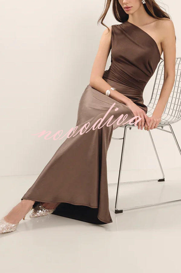 Luxe Satin One-Shoulder Dress™ — Graceful Draping, Striking Silhouette