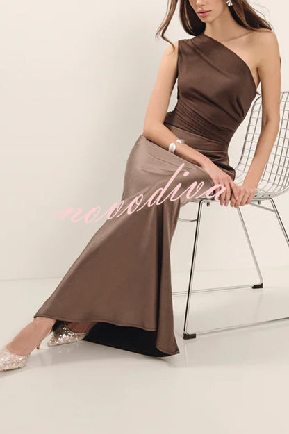 Luxe Satin One-Shoulder Dress™ — Graceful Draping, Striking Silhouette