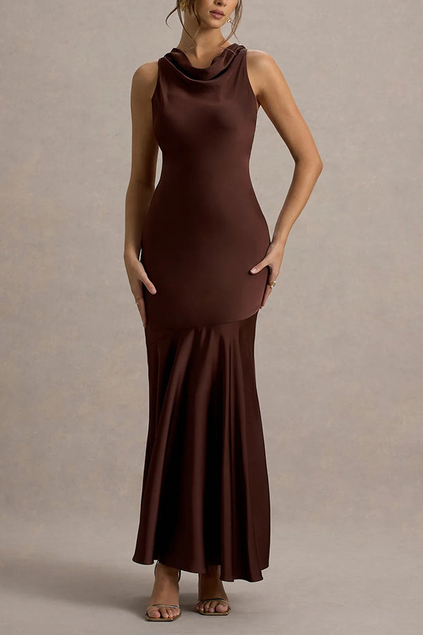 Satin Halter Dress™ — Draped Elegance, Tailored Comfort
